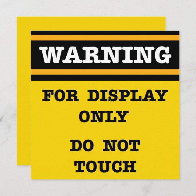 Warning For Display Only Do Not Touch  Card (Front/Back)