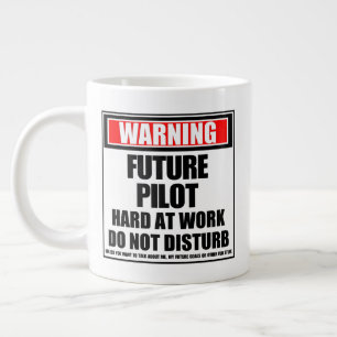 Warning Future Pilot Hard At Work Do Not Disturb Large Coffee Mug