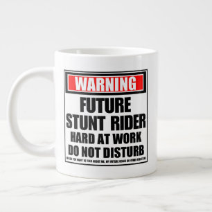 Warning Future Stunt Rider Hard At Work Large Coffee Mug