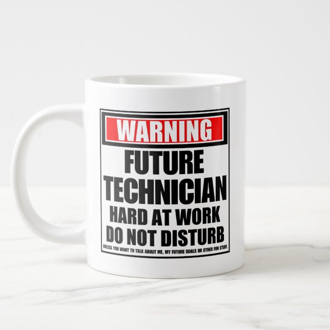 Warning Future Technician Hard At Work Large Coffee Mug (Left)