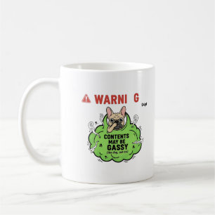 Warning Gassy French Bulldog Funny Dog Parody Desi Coffee Mug