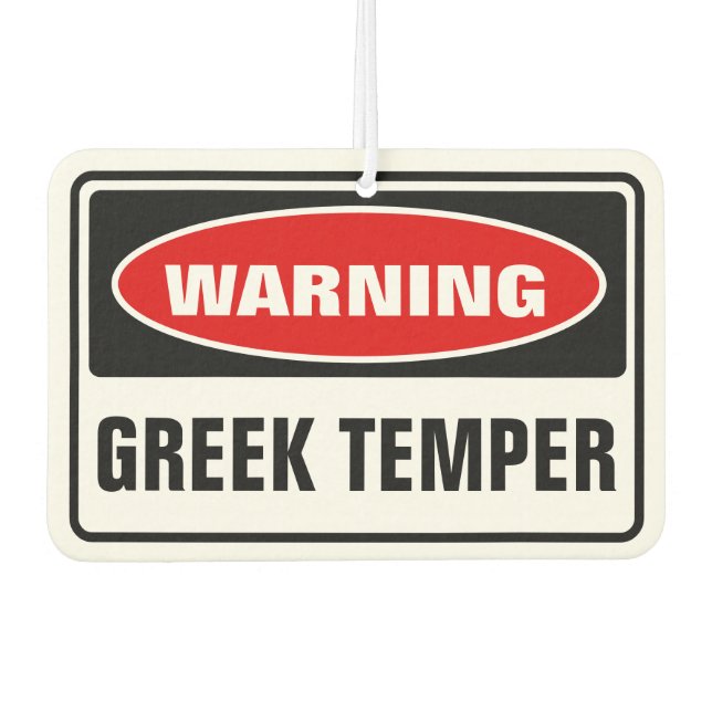 Warning Greek Temper Car Air Freshener (Front)