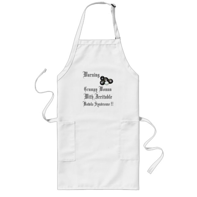Warning Grumpy Bowls Woman With Irritable Bowls, Long Apron (Front)