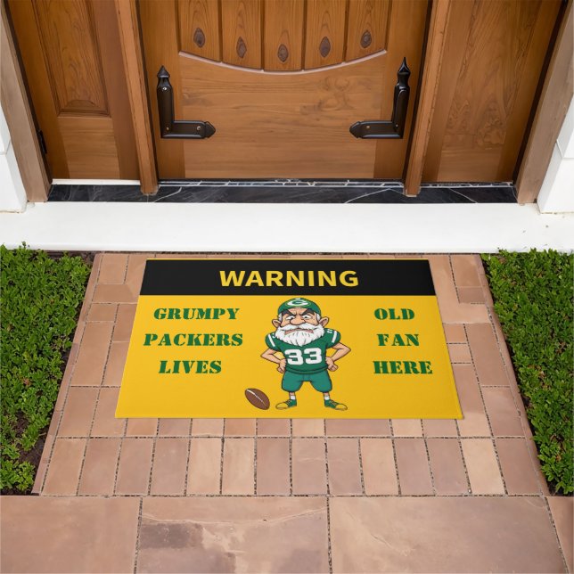 Warning Grumpy Old Packers Fan Lives Here Doormat (Outdoor)