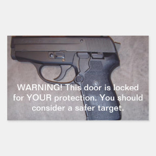 Warning Gun Rectangular Sticker