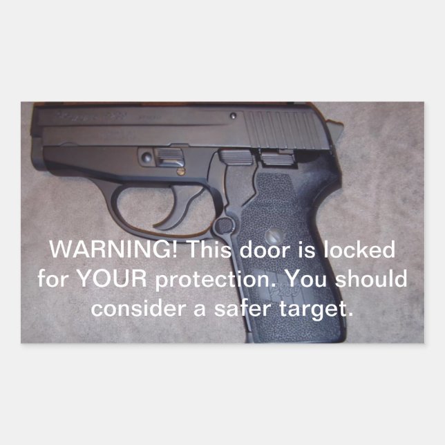 Warning Gun Rectangular Sticker (Front)