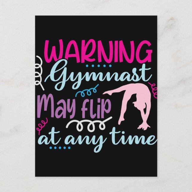 Warning Gymnast May Flip at Any Time Postcard (Front)