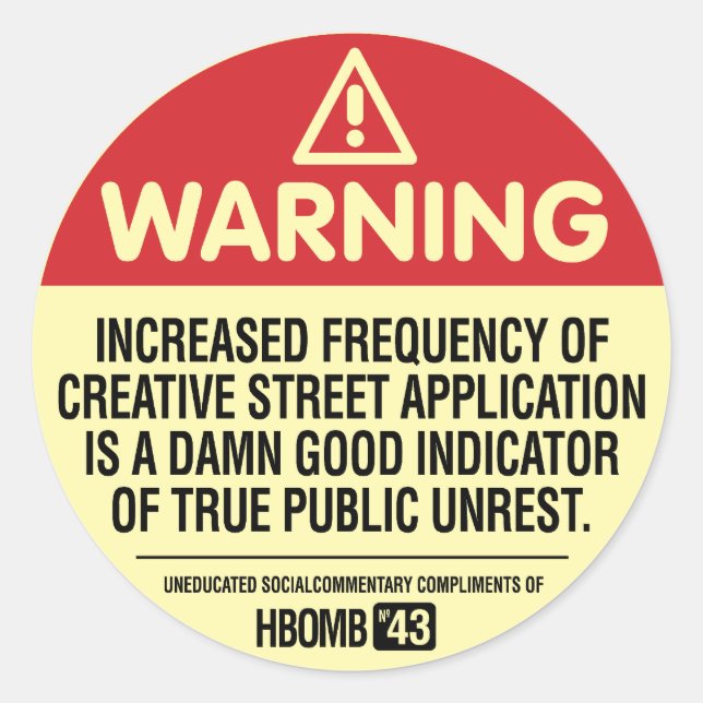 Warning H-Bomb Classic Round Sticker (Front)
