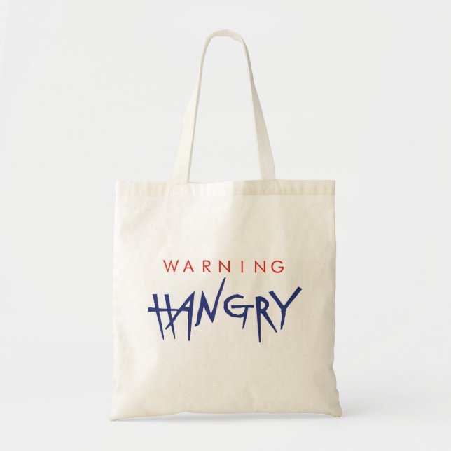 Warning Hangry Cotton Shopper Tote Bag (Front)