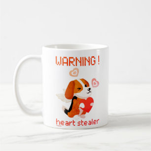 WARNING... HEART STEALER cute dog valentines day Coffee Mug