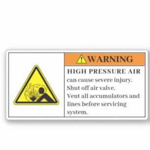 Warning High Pressure Air Label