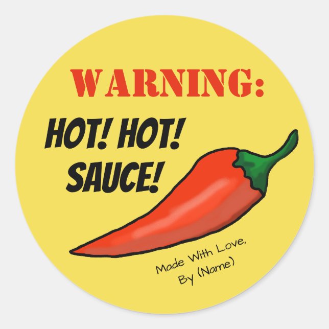 Warning: Hot!  Homemade Food Chilli Pepper Label (Front)
