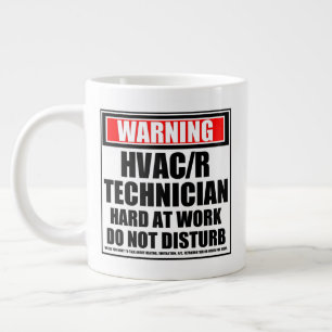 Warning HVAC/R Technician Hard At Work Large Coffee Mug