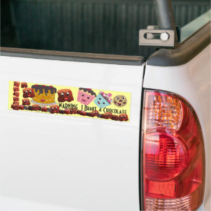 WARNING I brake FOR Chocolate Chibi - Bumper Sticker