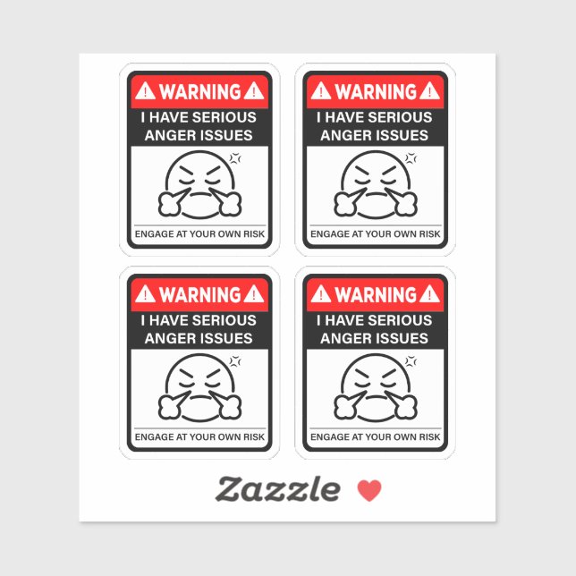 Warning I Have Serious Anger Issues Vinyl Stickers (Sheet)