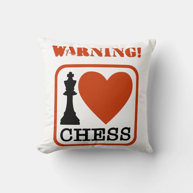 Warning! I love chess Cushion (Front)