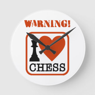 Warning! I love chess Round Clock