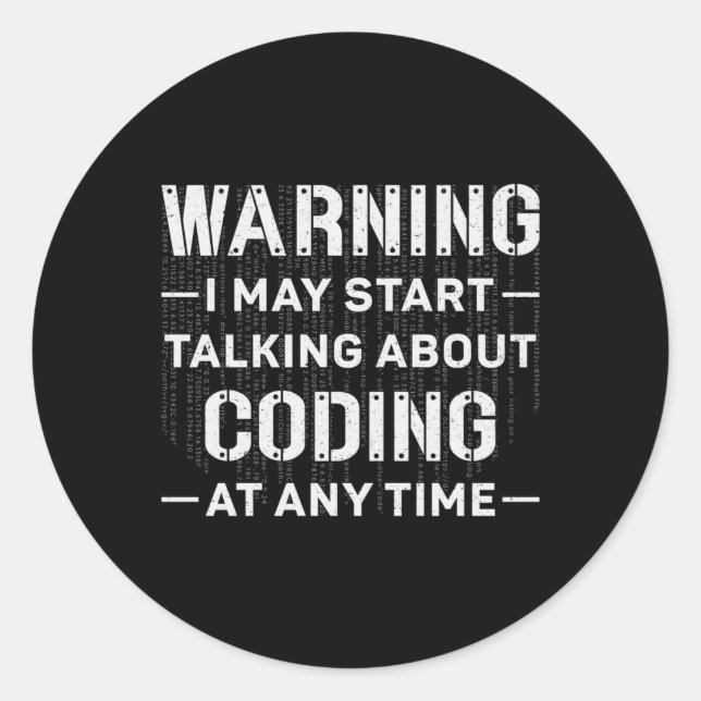Warning I May Start Coding Medical Coder Hospital Classic Round Sticker (Front)
