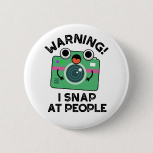 Warning I Shap At People Cute Camera Pun 6 Cm Round Badge