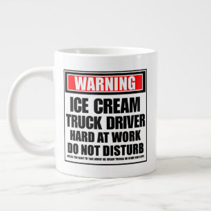 Warning Ice Cream Truck Driver Hard At Work Large Coffee Mug