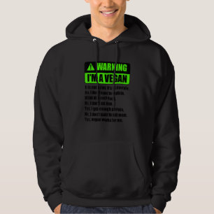 Warning I'm A Vegan It's A Lifestyle Funny Vegan V Hoodie