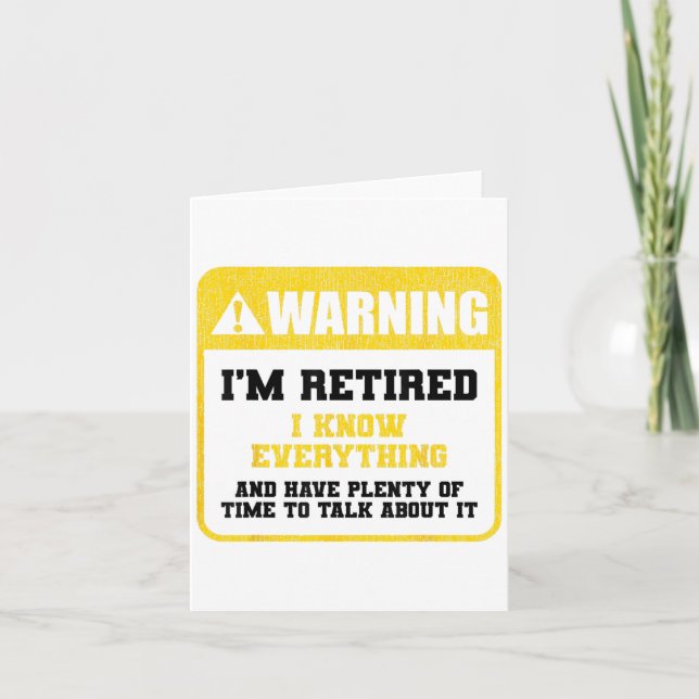 Warning Im Retired Careers Professions Retirement  Card (Front)
