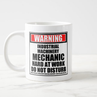 Warning Industrial Machinery Mechanic Hard At Work Large Coffee Mug