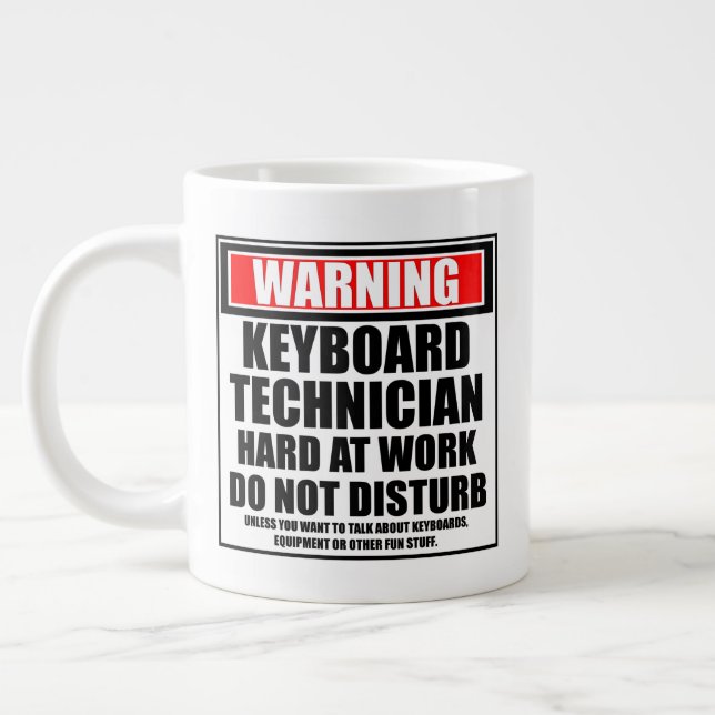 Warning Keyboard Technician Hard At Work Large Coffee Mug (Left)