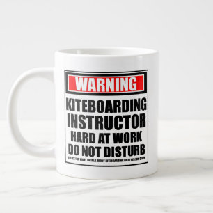 Warning Kiteboarding Instructor Hard At Work Large Coffee Mug