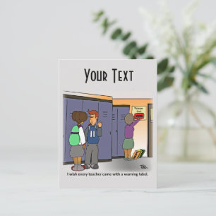 Warning Label Teacher Postcard
