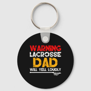 Warning Lacrosse Dad Father's Day Novelty Key Ring
