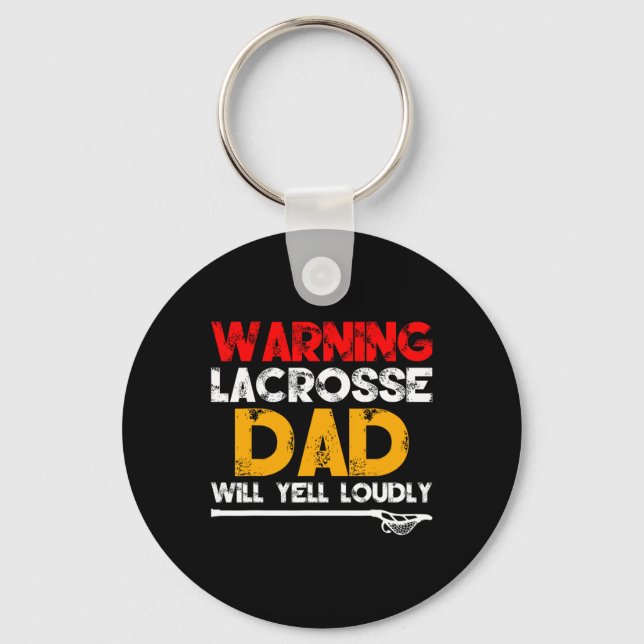 Warning Lacrosse Dad Father's Day Novelty  Key Ring (Front)