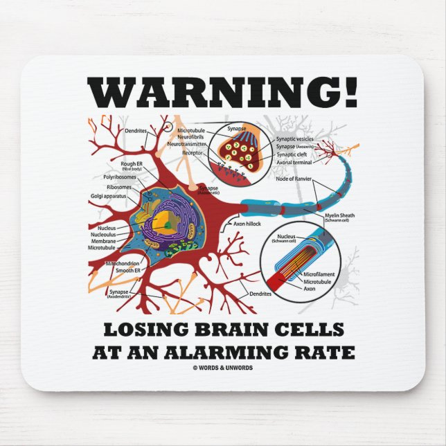 Warning! Losing Brain Cells At An Alarming Rate Mouse Mat (Front)