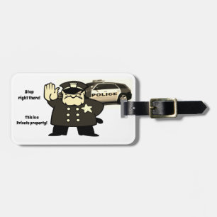 Warning Luggage Tag w/ leather strap