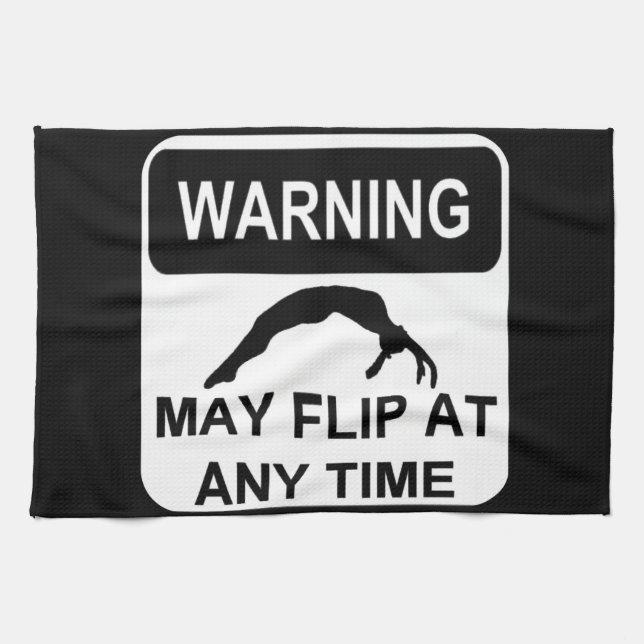 Warning may flip tea towel (Horizontal)