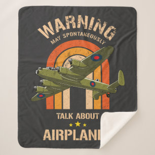 Warning May Spontaneously Talk About Aeroplanes Sherpa Blanket
