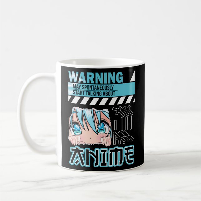 Warning May Spontaneously Talk About Anime Manga Coffee Mug (Left)