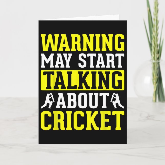 Warning May Start Taking About Cricket Funny Sport Card (Front)