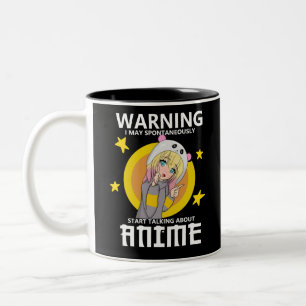 warning may start talking about anime Two-Tone coffee mug
