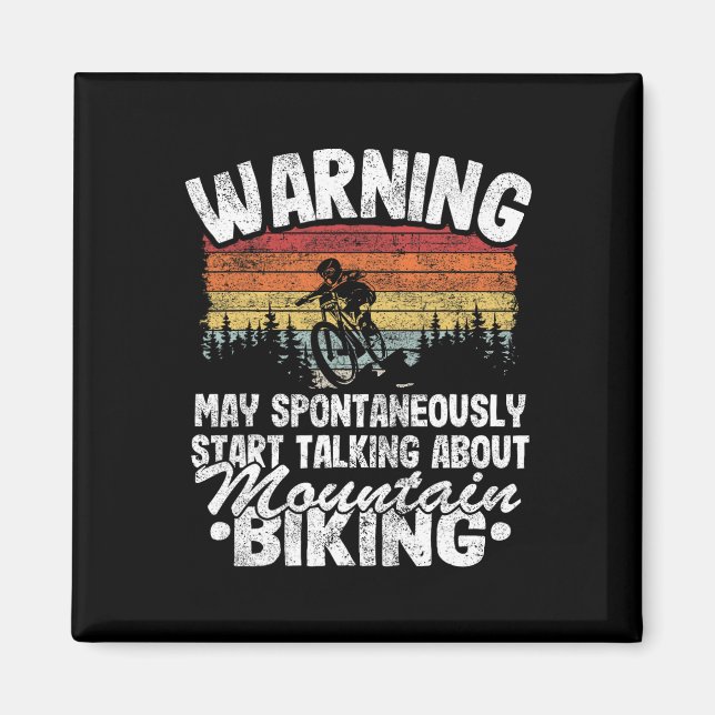 Warning May Talk About Mountain Biking Downhill Fu Magnet (Front)
