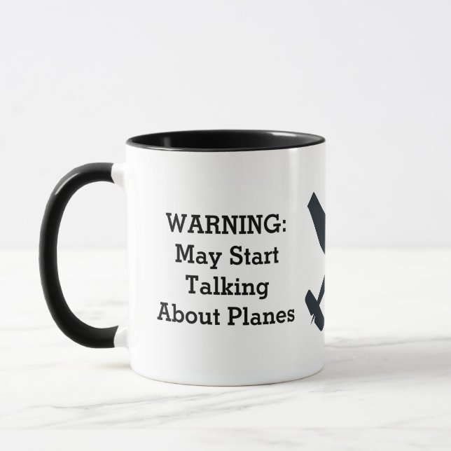 Warning May Talk About Planes,Funny Aviation Quote Mug (Left)