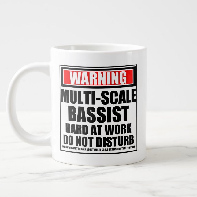 Warning Multi-Scale Bassist Hard At Work Large Coffee Mug (Left)