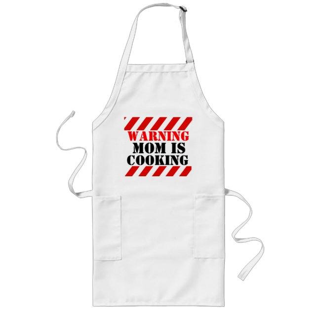 Warning Mum is cooking graphic cooks apron (Front)