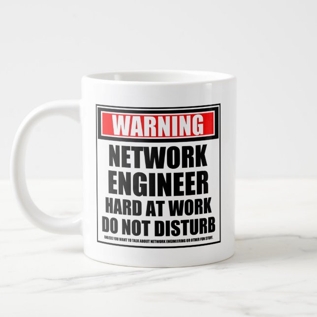 Warning Network Engineer Hard At Work Large Coffee Mug (Left)