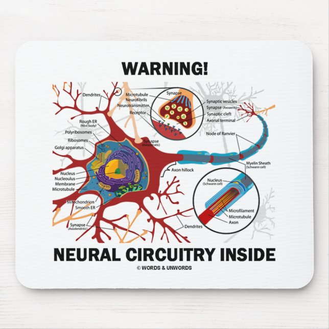 Warning! Neural Circuitry Inside (Neuron Synapse) Mouse Mat (Front)
