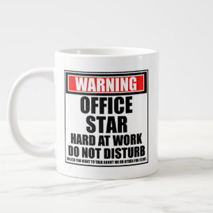 Warning Office Star Hard At Work Do Not Disturb Large Coffee Mug
