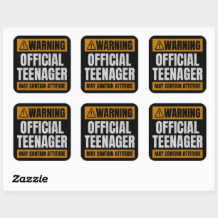 Warning Official Teenager Attitude Square Sticker