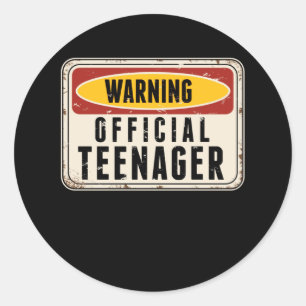 Warning Official Teenager Boys Girls 13th Birthday Classic Round Sticker