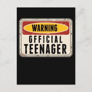 Warning Official Teenager Boys Girls 13th Birthday Postcard