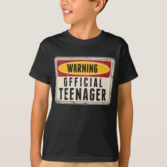 Warning Official Teenager Boys Girls 13th Birthday T-Shirt (Front)